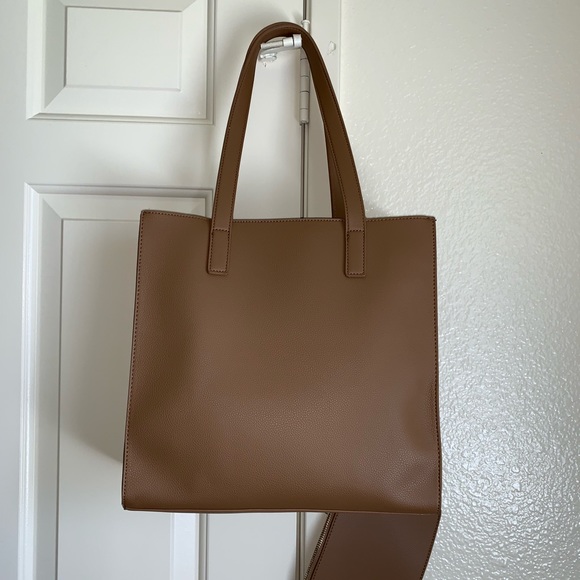 Faux Leather Cognac Brown Studded Tote - Picture 3 of 7